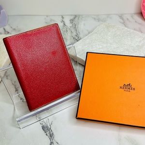 EUC Unisex HERMES Red Chevre Leather Agenda Mini Notebook Cover
